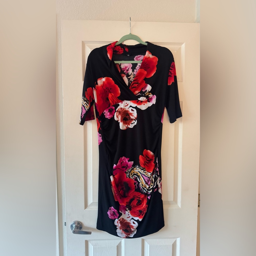 Tiana B. Red and Pink Floral Dress